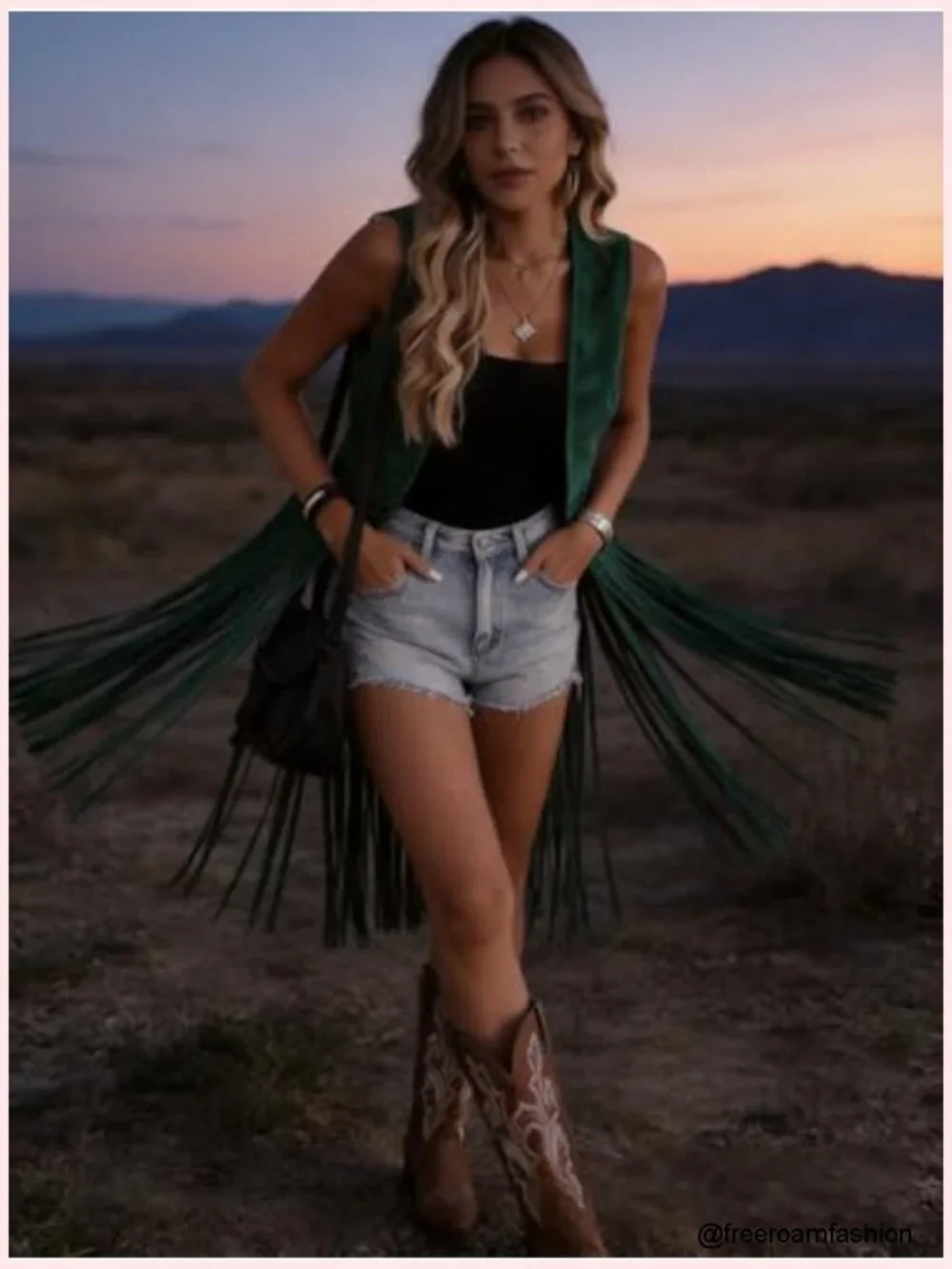 Faux Suede Tassel Vest Sleeveless Western Fringe Jacket Open Front Cardigan - Picture 5 of 6
